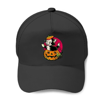 Discover Disney Pinocchio Halloween Figaro Inside A Pumpkin Retro Raglan Baseball Tee Baseball Caps