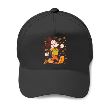 Discover Disneyss Mickey Mouse Strolling Through Autumn Leaves Fall Baseball Caps
