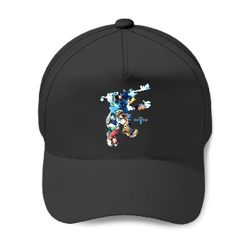 Discover Womens Disney Kingdom Hearts Heroes Group Shot Sora Silhouette Fill V-Neck Baseball Caps