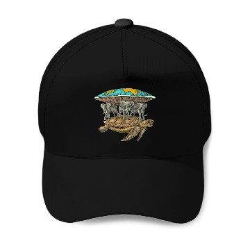 Discover Flat Earth World Turtle Baseball Caps