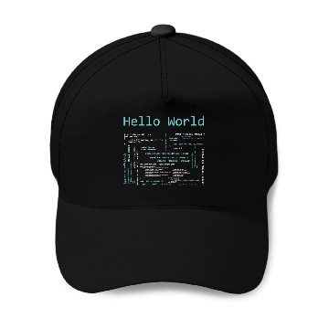 Discover Hello World Computer Programming Languages Baseball Caps