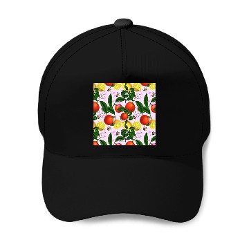 Discover Bee Beekeeping Summer citrus oranges bees lemon fruit pattern Beekeeper Baseball Caps