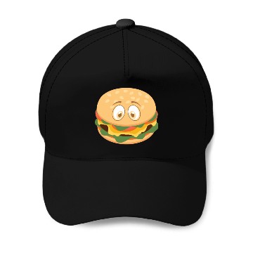 Discover Burger Face Baseball Caps