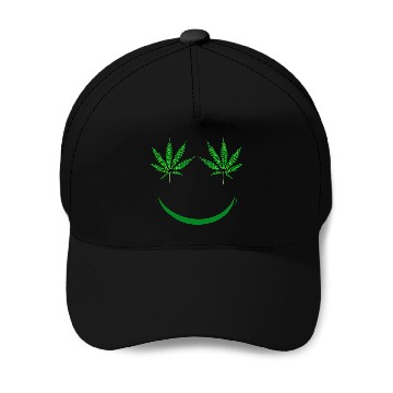 Discover Pot Leaf Smiley Face Weed Baseball Caps