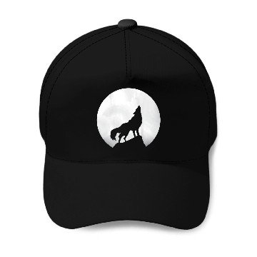 Discover Wolf Howling Moon Light Lone Wolf Baseball Caps