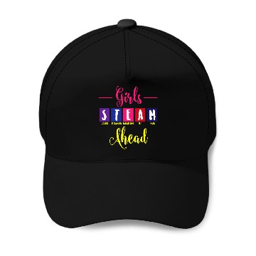 Discover Girls STEAM Ahead Science Technology Engineering Art Math Baseball Tees Baseball Caps