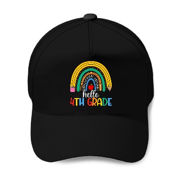 Discover Fourth Grade Team Hello 4th Grade Teacher Rainbow Baseball Tees Baseball Caps