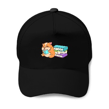 Discover Reading Book Hamster Rodent Bookworm Bookworm Reader Baseball Caps