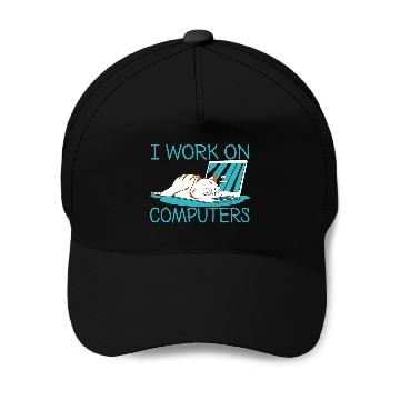 Discover Funny I Work On Computers Coder Software Sloth Programmer Zip Baseball Caps