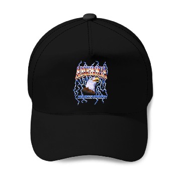 Discover American Bald Eagle Let Freedom Ring Lightning Bolt Baseball Tees Baseball Caps