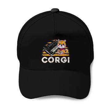 Discover Corgi Keyboard Analog Dog Synthesizer Baseball Tees Baseball Caps