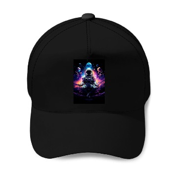 Discover Astronaut In Lotus Pose Holding Space Objects Baseball Tees Baseball Caps