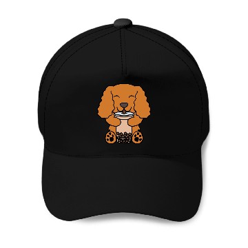 Discover Cocker Spaniel Pet Boba Bubble Milk Tea Cocker Spaniel Baseball Caps