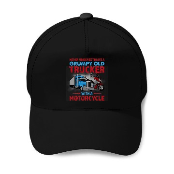 Discover Never Underestimate A Grumpy Old Trucker With Motorcycle Baseball Tees Baseball Caps