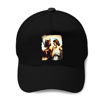 Discover Angel Devil Mirror Image Ethereal Duality Portrait Baseball Tees Baseball Caps