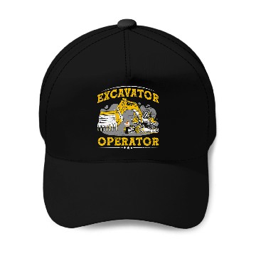 Discover Excavator Fun Operator Construction Worker Construction Site Digger Driver 1 Baseball Tees Baseball Caps