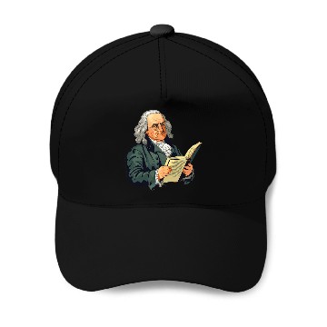 Discover Book Fun Benjamin Franklin Reading A Book Baseball Tees Baseball Caps