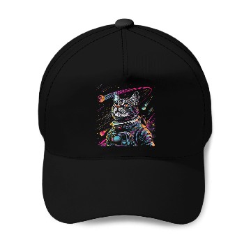 Discover Tabby Space Cat Astronaut Kitty Color Space Design Baseball Tees Baseball Caps