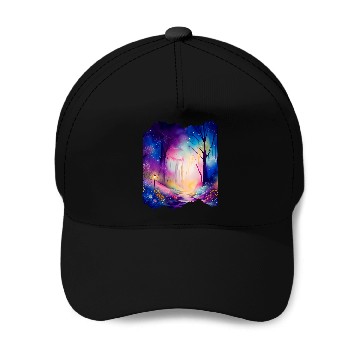 Discover Boho Chic Enchanted Forest Rainbow Watercolor Sky Baseball Tees Baseball Caps