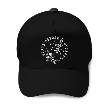 Discover Death Before Decaf Tattoo Dagger Skull Baseball Tees Baseball Caps