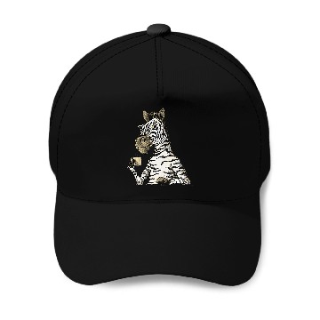 Discover Coffee Fun bored zebra drinking coffee Baseball Caps