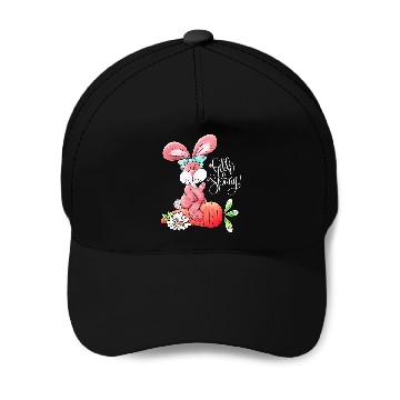 Discover Hello Spring Easter Bunny Rabbit Messy Bun Carrot Easter Day Baseball Caps