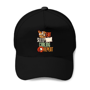 Discover Eat Sleep Curling Repeat Curling 1 Baseball Tees Baseball Caps