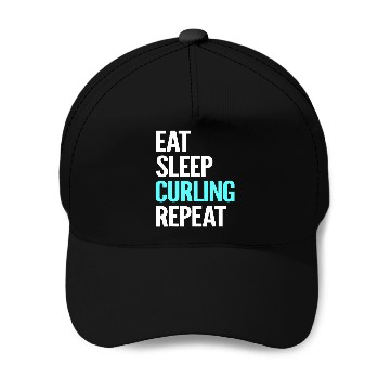 Discover Eat Sleep Curling Repeat Devoted Supporter Gift Baseball Caps