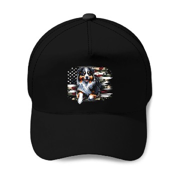 Discover Australian Shepherd Vector USA Flag Baseball Caps