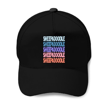 Discover Funny Modern Repeated Text Design Sheepadoodle Baseball Caps