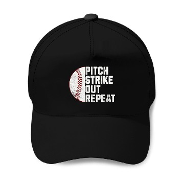 Discover Baseball Pitcher Pitch Strike Out Repeat Baseball Caps