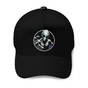 Discover Gray Alien UFO Baseball Caps