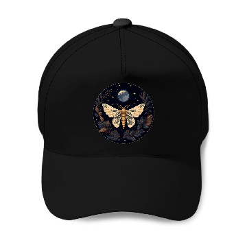 Discover Moth Full Moon Witch Art Baseball Caps