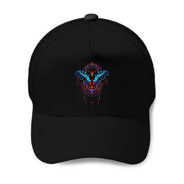 Discover Magic Butterfly over Mandala Baseball Tees Baseball Caps