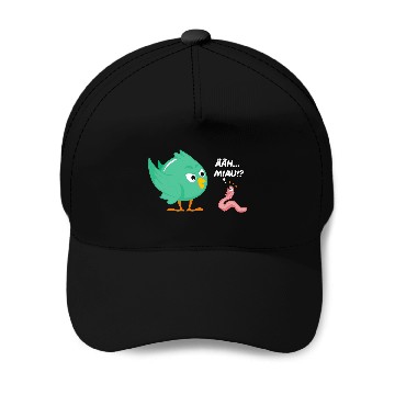 Discover Uh meow     Funny bird and worm 2funny thing Baseball Tees Baseball Caps
