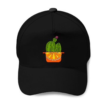 Discover Orange Pot Flowering Cactus Baseball Caps