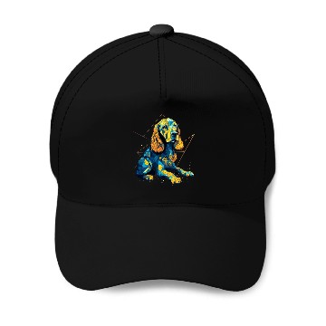 Discover Geometric Cocker Spaniel Dog Abstract Animal Arts Pattern 1 Baseball Tees Baseball Caps