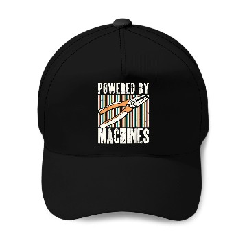 Discover Powered By Machines Mechanic Maintenance Baseball Caps