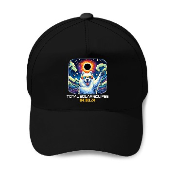 Discover Samoyed Dog Taking Selfie Solar Eclipse Zip Baseball Caps