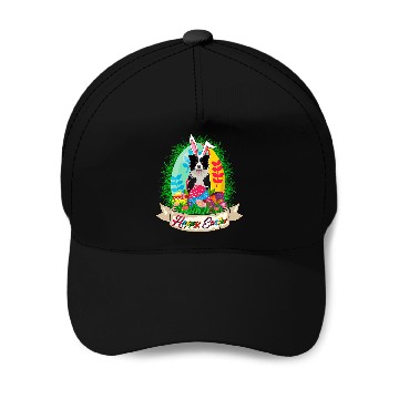 Discover Happy Easter Bunny Border Collie With Easter Eggs Lover Baseball Tees Baseball Caps