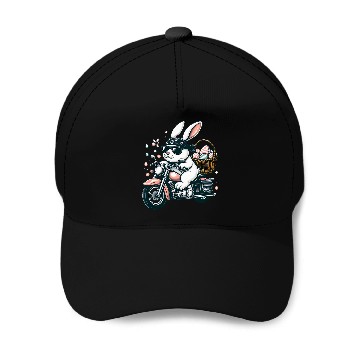 Discover Motorcycle Bunny Easter Biker Eggs Baseball Tees Baseball Caps