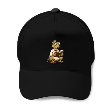 Discover Lizard Reading Book Funny Bookworm Reader Read Librarian 23 Baseball Caps