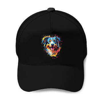 Discover Splash Art Australian Shepherd Aussie Lover Baseball Caps