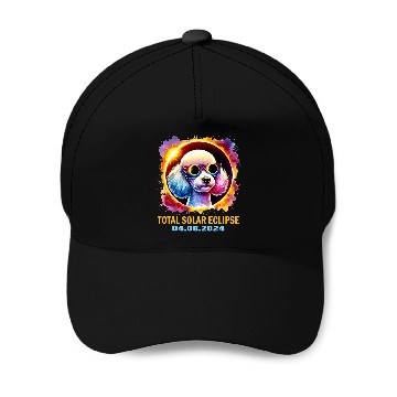 Discover Total Solar Eclipse 2024 Poodle Dog Eclipse Glasses Colorful Baseball Tees Baseball Caps
