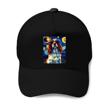Discover Total Solar Eclipse English Springer Spaniel Dog Baseball Caps