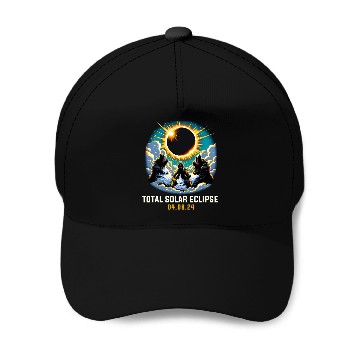 Discover Newfoundland Dog Howling At Solar Eclipse Baseball Caps
