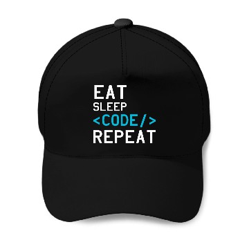 Discover Binary Coding Eat Sleep Code Repeat Computer Programmer Baseball Caps