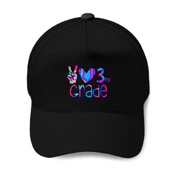 Discover Peace love third 3rd grade teacher student school class Baseball Tees Baseball Caps