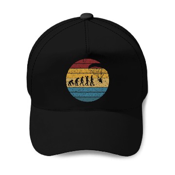 Discover Retro vintages Flying Paraglider Pilot Evolution Baseball Tees Baseball Caps