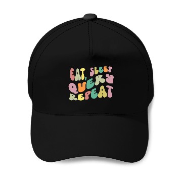 Discover Eat Sleep Query Repeat Computer Coding Database Retro Baseball Tees Baseball Caps